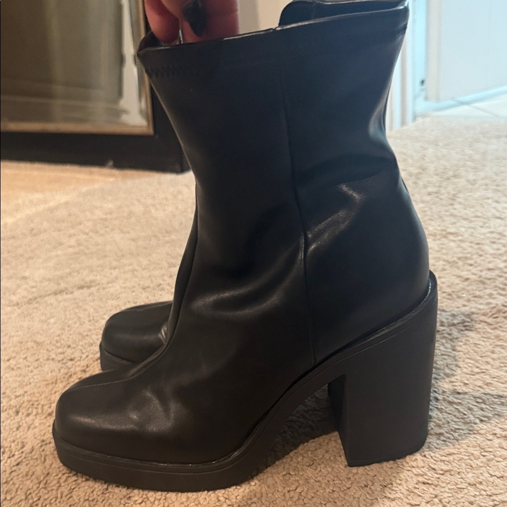 Black Leather Ankle Boots
